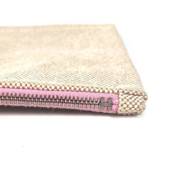 HERMES logo Yachting Makeup pouch clutch bag multi-purpose Pouch pink/Beige - Picture 9 of 16